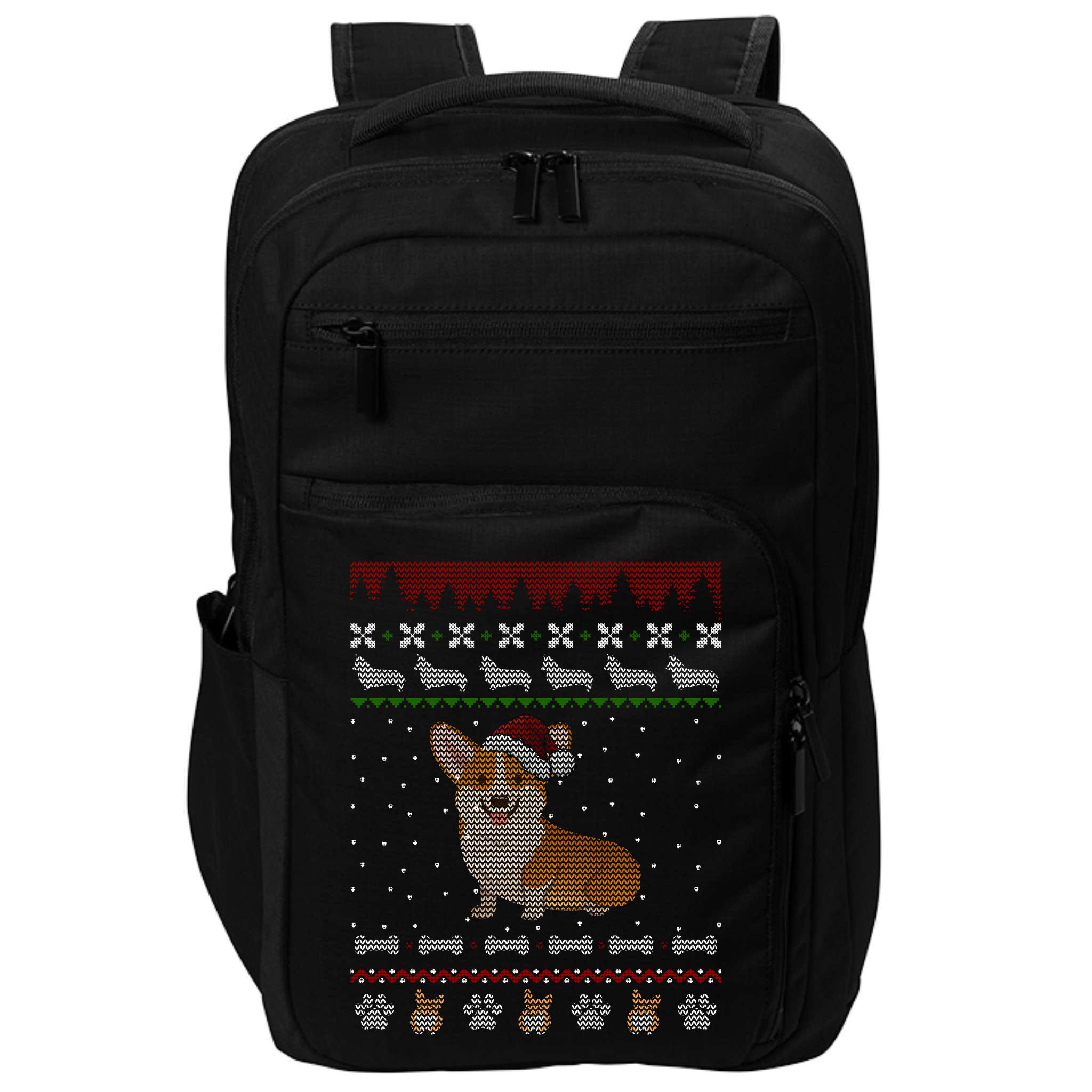 Cute Corgi Ugly Christmas Sweater Design Impact Tech Backpack