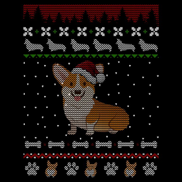 Cute Corgi Ugly Christmas Sweater Design Drawstring Bag