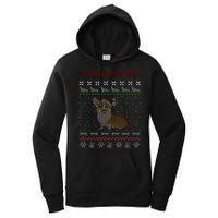 Cute Corgi Ugly Christmas Sweater Design Women's Pullover Hoodie