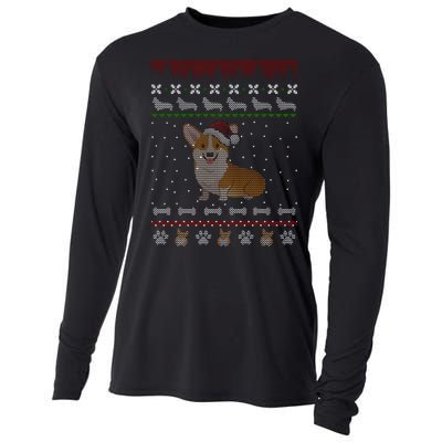 Cute Corgi Ugly Christmas Sweater Design Cooling Performance Long Sleeve Crew