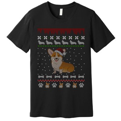 Cute Corgi Ugly Christmas Sweater Design Premium T-Shirt