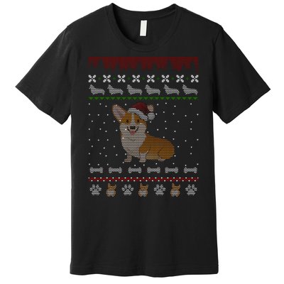 Cute Corgi Ugly Christmas Sweater Design Premium T-Shirt