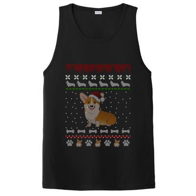 Cute Corgi Ugly Christmas Sweater Design PosiCharge Competitor Tank