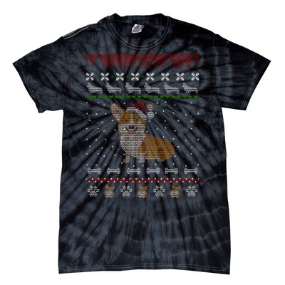 Cute Corgi Ugly Christmas Sweater Design Tie-Dye T-Shirt