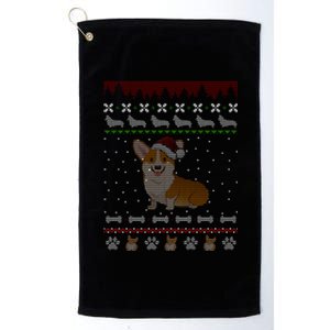 Cute Corgi Ugly Christmas Sweater Design Platinum Collection Golf Towel