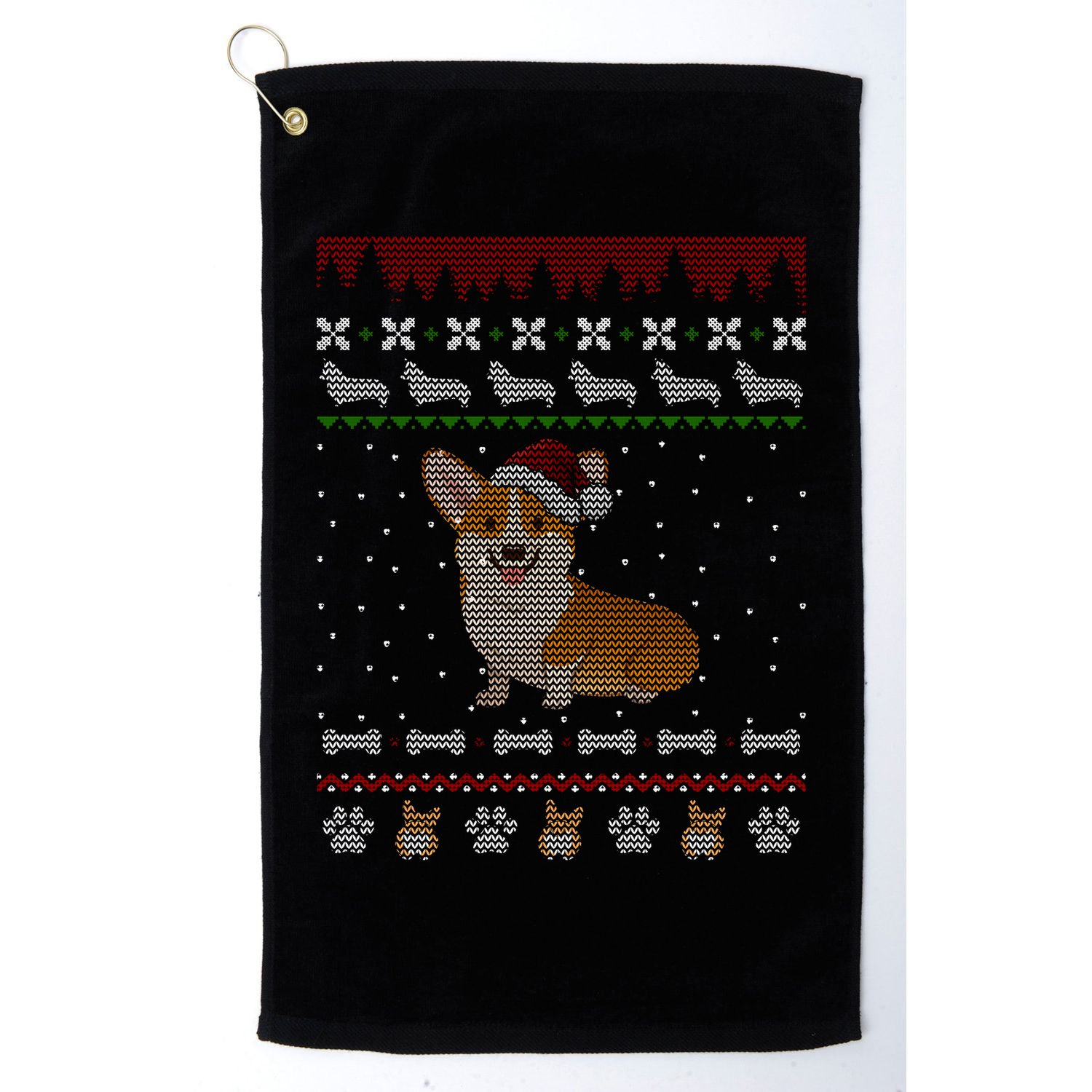 Cute Corgi Ugly Christmas Sweater Design Golf Towel