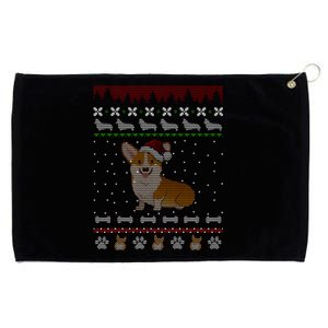 Cute Corgi Ugly Christmas Sweater Design Grommeted Golf Towel