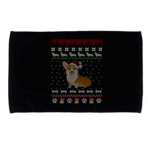 Cute Corgi Ugly Christmas Sweater Design Microfiber Hand Towel