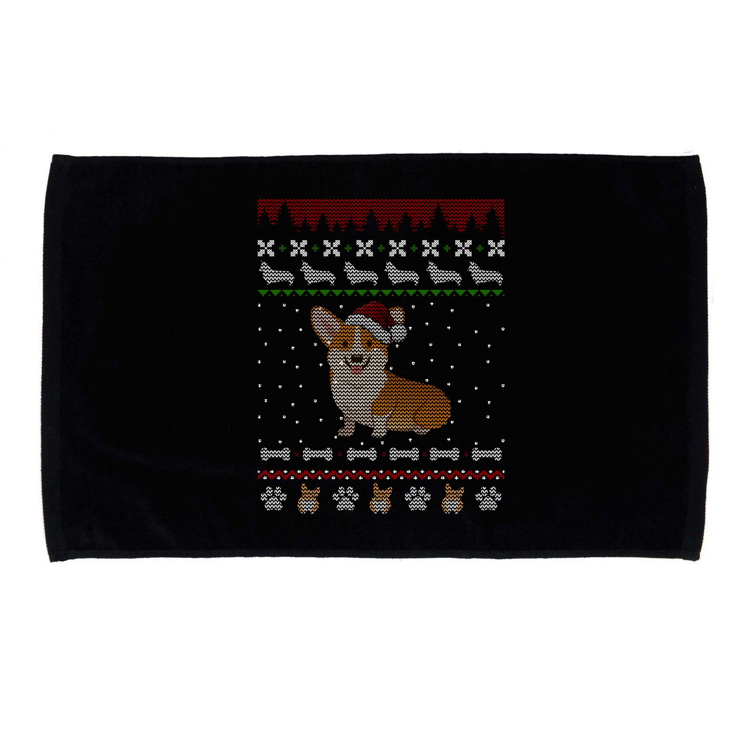 Cute Corgi Ugly Christmas Sweater Design Microfiber Hand Towel