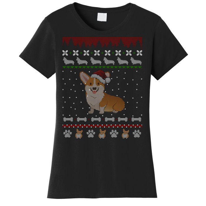 Cute Corgi Ugly Christmas Sweater Design Women's T-Shirt