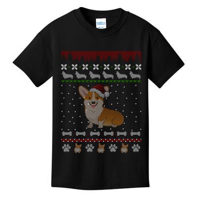 Cute Corgi Ugly Christmas Sweater Design Kids T-Shirt