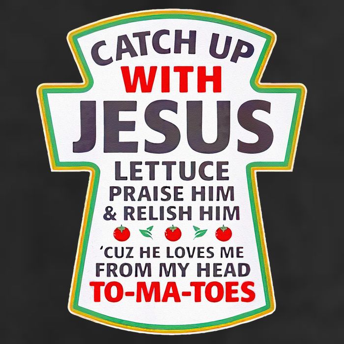Christian Catch Up With Jesus Ketchup Funny Tomato Cool Comfort Performance Bucket Hat