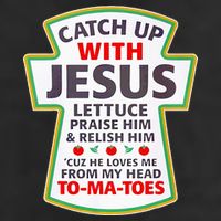 Christian Catch Up With Jesus Ketchup Funny Tomato 7 Panel Mesh Trucker Snapback Hat