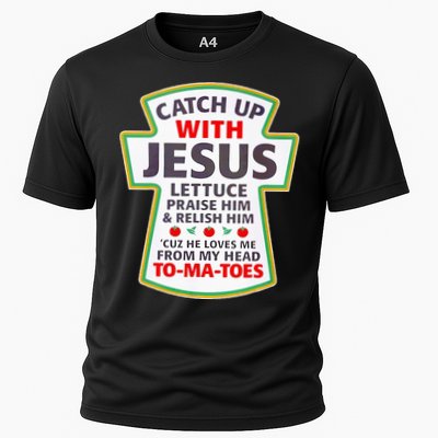 Christian Catch Up With Jesus Ketchup Funny Tomato Cooling Performance Crew T-Shirt