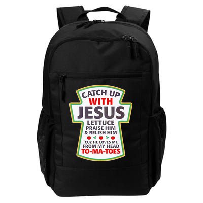 Christian Catch Up With Jesus Ketchup Funny Tomato Backpack