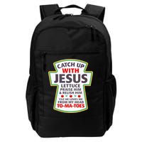 Christian Catch Up With Jesus Ketchup Funny Tomato Backpack
