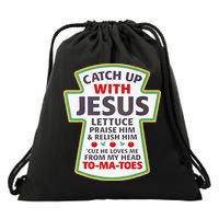 Christian Catch Up With Jesus Ketchup Funny Tomato Drawstring Bag