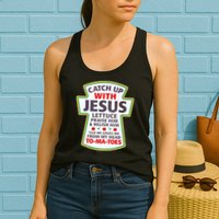 Christian Catch Up With Jesus Ketchup Funny Tomato Womens Tank Top