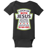 Christian Catch Up With Jesus Ketchup Funny Tomato Baby Bodysuit