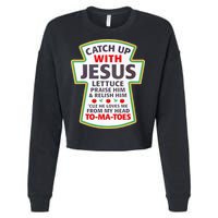 Christian Catch Up With Jesus Ketchup Funny Tomato Cropped Pullover Crew