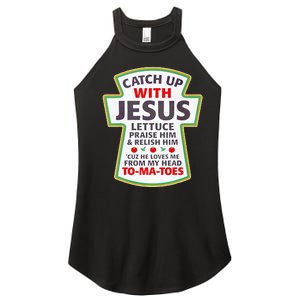 Christian Catch Up With Jesus Ketchup Funny Tomato Women’s Perfect Tri Rocker Tank