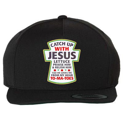 Christian Catch Up With Jesus Ketchup Funny Tomato Wool Snapback Cap
