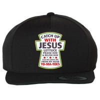 Christian Catch Up With Jesus Ketchup Funny Tomato Wool Snapback Cap