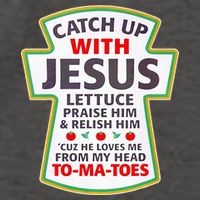 Christian Catch Up With Jesus Ketchup Funny Tomato Vector Backpack