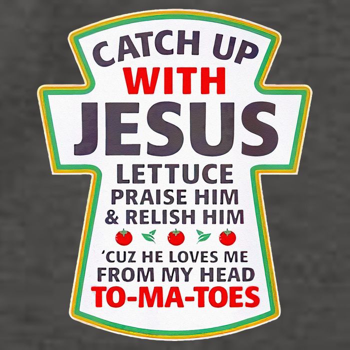 Christian Catch Up With Jesus Ketchup Funny Tomato Vector Backpack
