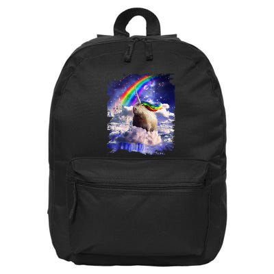 Capybaricorn Capybara Unicorn In Clouds Space Rainbow 16 in Basic Backpack