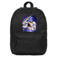 Capybaricorn Capybara Unicorn In Clouds Space Rainbow 16 in Basic Backpack