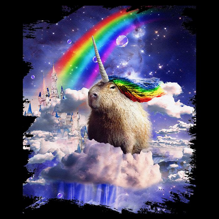 Capybaricorn Capybara Unicorn In Clouds Space Rainbow 16 in Basic Backpack