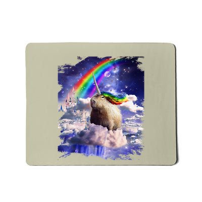 Capybaricorn Capybara Unicorn In Clouds Space Rainbow Mousepad