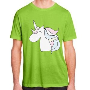 Cute Cartoon Unicorn Head Pastel Adult ChromaSoft Performance T-Shirt