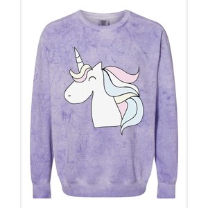 Cute Cartoon Unicorn Head Pastel Colorblast Crewneck Sweatshirt