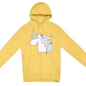 Cute Cartoon Unicorn Head Pastel Premium Pullover Hoodie