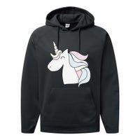 Cute Cartoon Unicorn Head Pastel Performance Fleece Hoodie