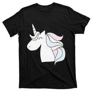 Cute Cartoon Unicorn Head Pastel T-Shirt