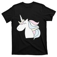 Cute Cartoon Unicorn Head Pastel T-Shirt