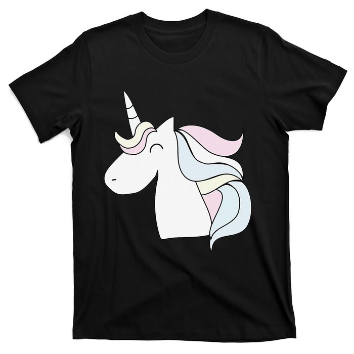 Cute Cartoon Unicorn Head Pastel T-Shirt