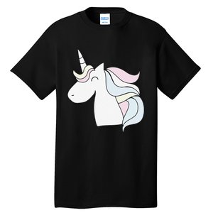 Cute Cartoon Unicorn Head Pastel Tall T-Shirt