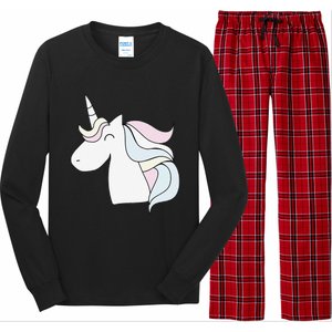 Cute Cartoon Unicorn Head Pastel Long Sleeve Pajama Set