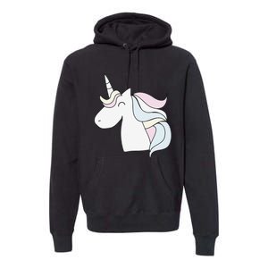 Cute Cartoon Unicorn Head Pastel Premium Hoodie