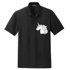 Cute Cartoon Unicorn Head Pastel Dry Zone Grid Polo