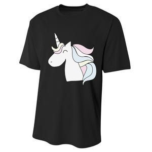 Cute Cartoon Unicorn Head Pastel Performance Sprint T-Shirt