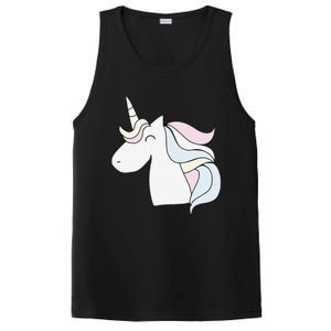 Cute Cartoon Unicorn Head Pastel PosiCharge Competitor Tank