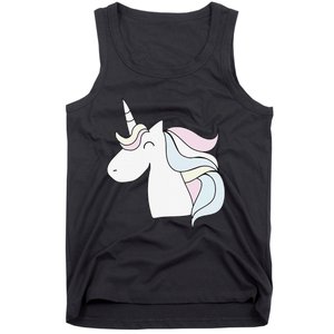 Cute Cartoon Unicorn Head Pastel Tank Top