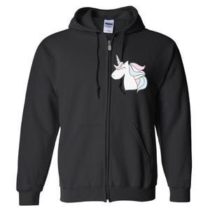 Cute Cartoon Unicorn Head Pastel Full Zip Hoodie