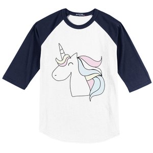 Cute Cartoon Unicorn Head Pastel Baseball Sleeve Shirt