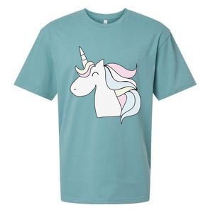 Cute Cartoon Unicorn Head Pastel Sueded Cloud Jersey T-Shirt